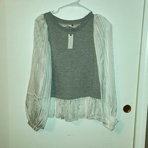 Anthropologie Akemi and Kin Chiffon Ruffle Sweatshirt